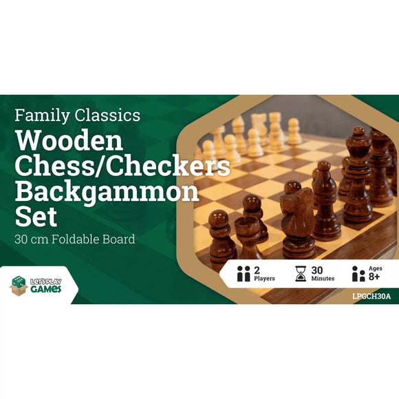 LPG Wooden Folding Chess/Checkers/Backgammon Set 40cm