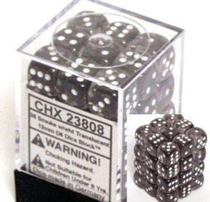 CHX 23808 Translucent 12mm d6 Smokewhite (36) - The Gaming Verse