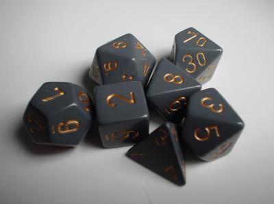 CHX 25420 Opaque Dark Grey wCopper 7-Die Set - The Gaming Verse